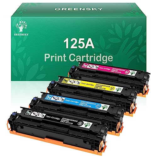 GREENSKY Compatible Toner Cartridge Replacement for HP 125A CB540A CB541A CB542A CB543A Color Laserjet CM1312 MFP CM1312nfi CP1215 CP1515n CP1518ni Printer (Black, Cyan, Yellow, Magenta, 4-Pack)