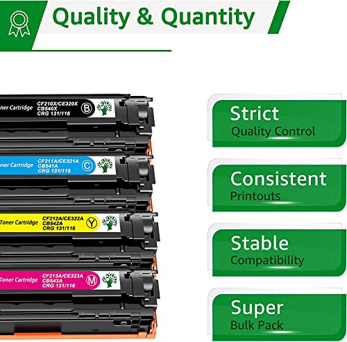 GREENSKY Compatible Toner Cartridge Replacement for HP 125A CB540A CB541A CB542A CB543A Color Laserjet CM1312 MFP CM1312nfi CP1215 CP1515n CP1518ni Printer (Black, Cyan, Yellow, Magenta, 4-Pack)