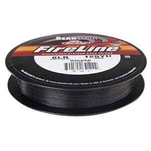 the beadsmith fireline by berkley – micro-fused braided thread – 8lb. test, .007”/.17mm diameter, 125 yard spool, smoke grey – super strong stringing material for jewelry making and bead weaving