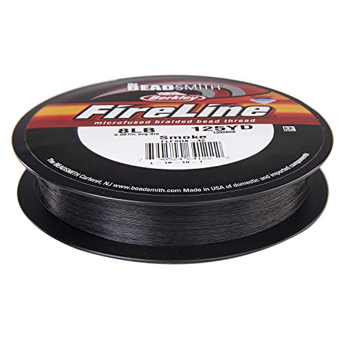 The Beadsmith Fireline by Berkley – Micro-fused Braided Thread – 8lb. Test, .007”/.17mm Diameter, 125 Yard Spool, Smoke Grey – Super Strong Stringing Material for Jewelry Making and Bead Weaving