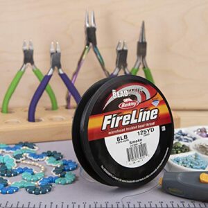 The Beadsmith Fireline by Berkley – Micro-fused Braided Thread – 8lb. Test, .007”/.17mm Diameter, 125 Yard Spool, Smoke Grey – Super Strong Stringing Material for Jewelry Making and Bead Weaving