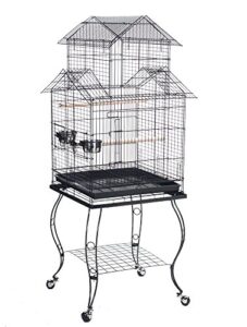 bird parrot cage with stand cockatiel amazon african grey caique conure, 20 x 20 x 57 1/2" h