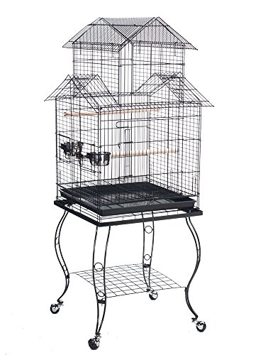 Bird Parrot Cage with Stand Cockatiel Amazon African Grey Caique Conure, 20 X 20 X 57 1/2" h