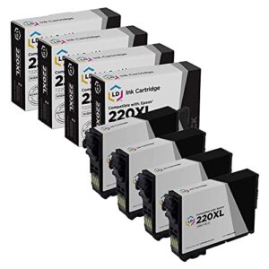 ld products remanufactured replacement for epson 220xl ink cartridges 220 xl t220xl120 high yield (black, 4-pack) for xp-320, xp 420, xp-424, workforce wf-2630, wf-2650, wf2660, wf-2750, wf-2760