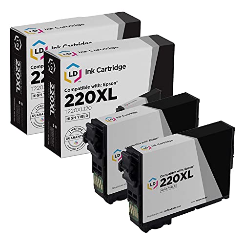 LD Products Remanufactured Replacement for Epson 220XL Ink Cartridges 220 XL T220XL120 High Yield (Black, 2-Pack) for XP-320, XP 420, XP-424, Workforce WF-2630, WF-2650, WF2660, WF-2750, WF-2760