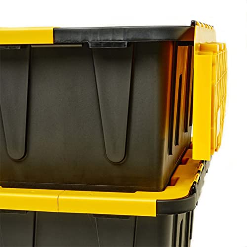 HOMZ Durabilt 15 Gallon Capacity Flip Lid Stackable Heavy Duty Tough Storage Container Tote, Black Base with Yellow Lid (6 Pack)