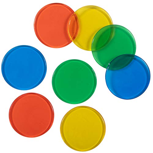 LEARNING ADVANTAGE Transparent Counters - Set of 1,000 - Large 1" Size - Multicolored Bingo Chips - Math Manipulative - Sensory and Color Exploration