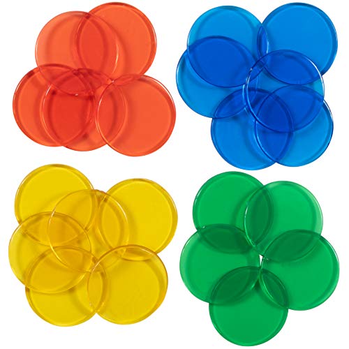 LEARNING ADVANTAGE Transparent Counters - Set of 1,000 - Large 1" Size - Multicolored Bingo Chips - Math Manipulative - Sensory and Color Exploration