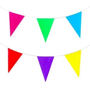 100 foot long multicolored plastic pennant party rainbow string curtain banner for decorations, birthdays, event supplies, festivals, children & adults