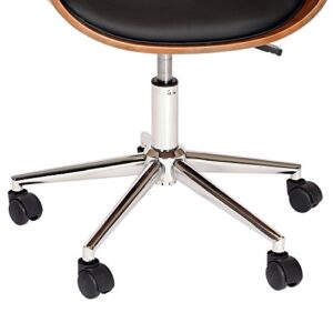 Armen Living Julian Office Chair in Black Faux Leather and Chrome Finish