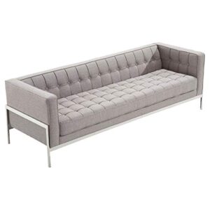 armen living andre sofa in grey tweed and brushed stainless steel finish