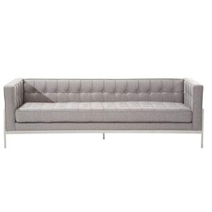 Armen Living Andre Sofa in Grey Tweed and Brushed Stainless Steel Finish