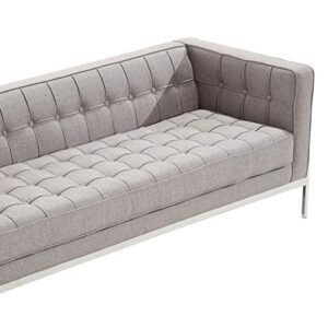 Armen Living Andre Sofa in Grey Tweed and Brushed Stainless Steel Finish