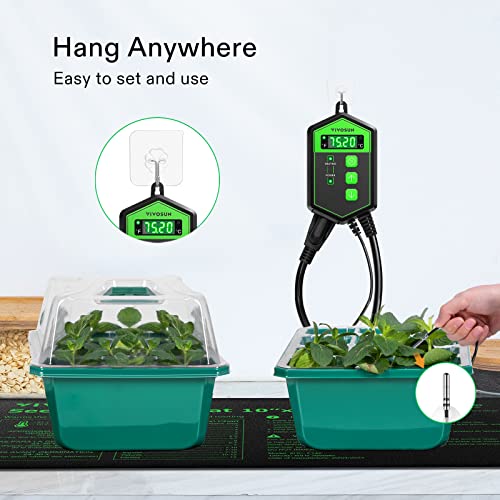 VIVOSUN Digital Heat Mat Thermostat Temperature Controller, 40–108 ºF 1000W for Reptiles, Seedlings, Germination, Incubation and Fermentation