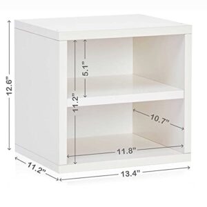 Way Basics Modular Connect Cube Cubby Storage, Stackable Closet Organizer Display Shelf (Tool-Free Assembly and Uniquely Crafted from Sustainable Non Toxic zBoard Paperboard), White, 13.4"x12.6"x11.2"