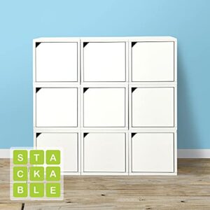 Way Basics Eco Stackable Connect Storage Cube Cubby Organizer with Door (Tool-Free Assembly and Uniquely Crafted from Sustainable Non Toxic zBoard Paperboard) White