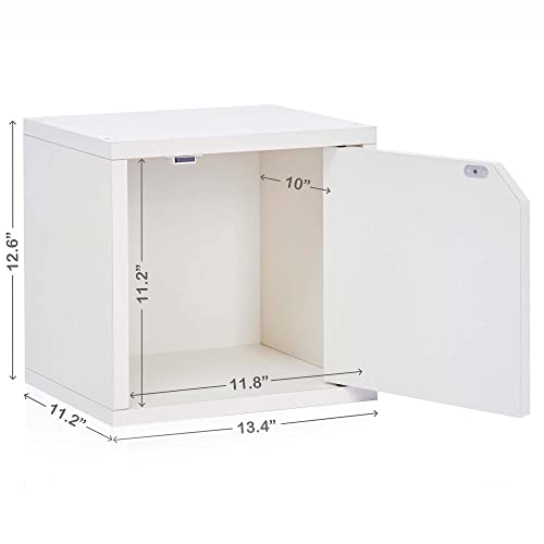 Way Basics Eco Stackable Connect Storage Cube Cubby Organizer with Door (Tool-Free Assembly and Uniquely Crafted from Sustainable Non Toxic zBoard Paperboard) White