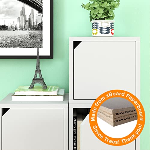 Way Basics Eco Stackable Connect Storage Cube Cubby Organizer with Door (Tool-Free Assembly and Uniquely Crafted from Sustainable Non Toxic zBoard Paperboard) White