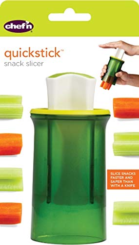 Chef'n Quick Stick Snack Slicer for Vegetable Snacks and Appetizers with Stainless Steel Blades, Arugula/Wasabi -