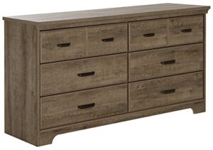 south shore versa 6-drawer double dresser, weathered oak