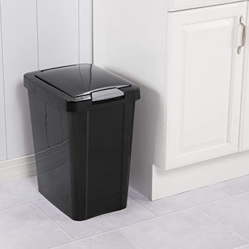 Sterilite 10439004 7.5 Gallon Black Plastic TouchTop Wastebasket