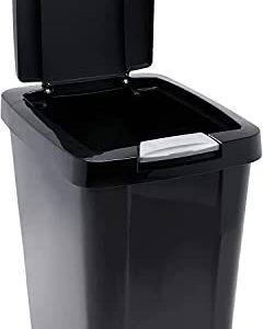 Sterilite 10439004 7.5 Gallon Black Plastic TouchTop Wastebasket