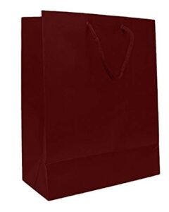 novel box® burgundy matte laminated euro tote paper gift bag bundle 8"x4"x10" (10 count) + nb cleaning cloth
