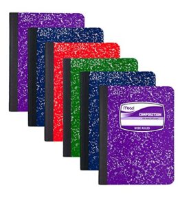 mead composition book wide ruled, 100 sheets, color may vary, 6 pack