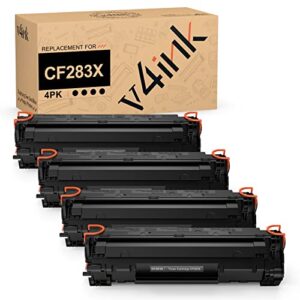 v4ink 4 packs compatible cf283x toner cartridge replacement for hp 83x 83a crg-137 for use in hp laserjet pro m201 m201dw m201n mfp m225 m225dn m225dw m225rdn series printer