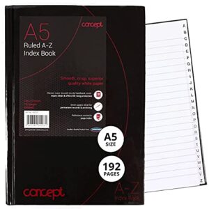 premier stationery c3242031 a5 concept 192 page a-z index hardback notebook