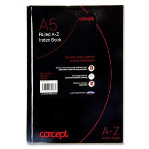 Premier Stationery C3242031 A5 Concept 192 Page A-Z Index Hardback Notebook