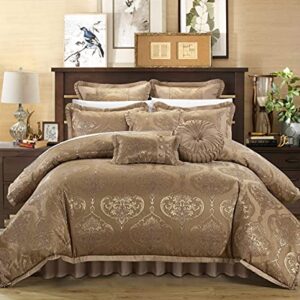 Chic Home 9 Piece Como Decorator Upholstery Quality Jacquard Motif Fabric Bedroom Comforter Set & Pillows Ensemble, King, Gold