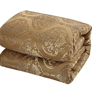 Chic Home 9 Piece Como Decorator Upholstery Quality Jacquard Motif Fabric Bedroom Comforter Set & Pillows Ensemble, King, Gold