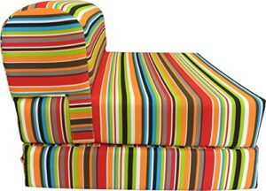 d&d futon furniture multi colors stripes sleeper chair folding foam bed sized 70 x 32 x 6, studio guest foldable chair beds, foam sofa, couch, high density foam 1.8 pounds.