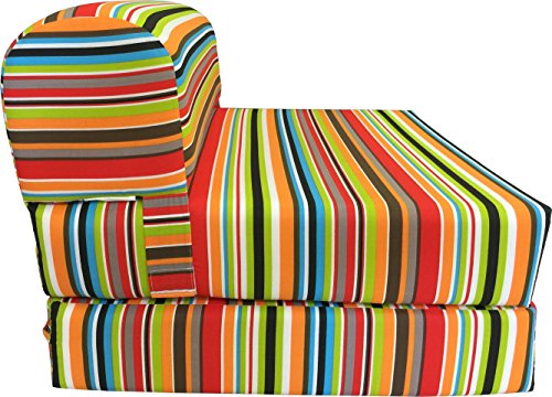 D&D Futon Furniture Multi Colors Stripes Sleeper Chair Folding Foam Bed Sized 70 x 32 x 6, Studio Guest Foldable Chair Beds, Foam Sofa, Couch, High Density Foam 1.8 Pounds.