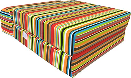 D&D Futon Furniture Multi Colors Stripes Sleeper Chair Folding Foam Bed Sized 70 x 32 x 6, Studio Guest Foldable Chair Beds, Foam Sofa, Couch, High Density Foam 1.8 Pounds.