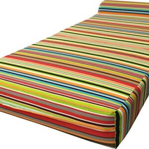 D&D Futon Furniture Multi Colors Stripes Sleeper Chair Folding Foam Bed Sized 70 x 32 x 6, Studio Guest Foldable Chair Beds, Foam Sofa, Couch, High Density Foam 1.8 Pounds.