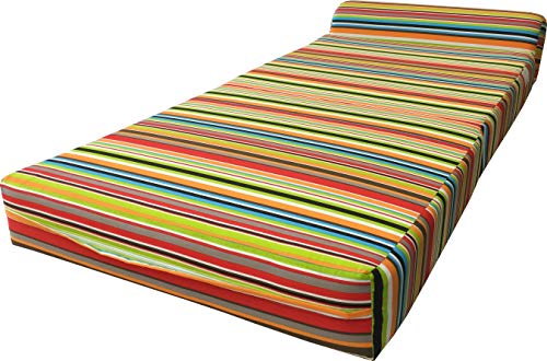 D&D Futon Furniture Multi Colors Stripes Sleeper Chair Folding Foam Bed Sized 70 x 32 x 6, Studio Guest Foldable Chair Beds, Foam Sofa, Couch, High Density Foam 1.8 Pounds.