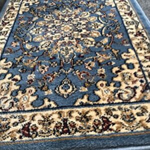 Deir Debwan Traditional Oriental Door Mat Area Rug Blue Persian (330,000 Point) Design 603 (2 Feet X 3 Feet)