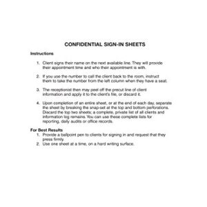 Patient Sign-in Sheets, 8-1/2 X 11 (Blue) Carbonless Form (3,125 Patient Labels) HIPAA Compliant - Form # TWI-WPSGN