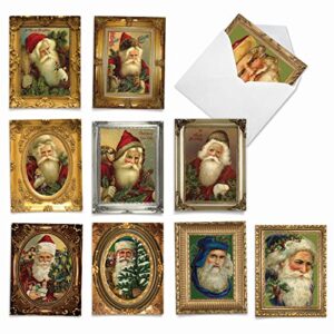 the best card company variety pack of 10 christmas greeting cards with envelopes, humor holiday assortment for kids - picture-perfect santas m1746xs