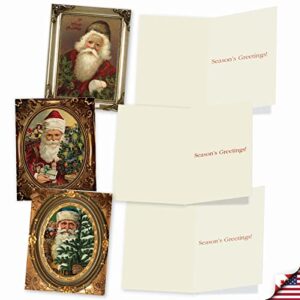 The Best Card Company Variety Pack of 10 Christmas Greeting Cards with Envelopes, Humor Holiday Assortment for Kids - Picture-Perfect Santas M1746XS