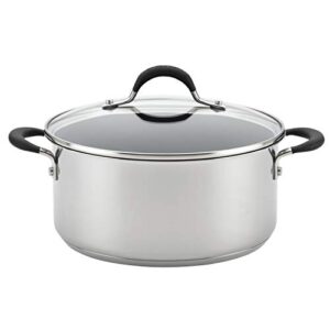 circulon - 78005 circulon momentum stainless steel nonstick casserole dish/ casserole pan / dutch oven with lid - 5 quart, silver