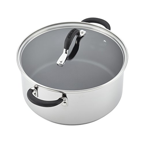 Circulon - 78005 Circulon Momentum Stainless Steel Nonstick Casserole Dish/ Casserole Pan / Dutch Oven with Lid - 5 Quart, Silver