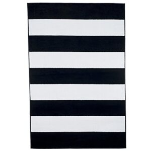 Lavish Home Breton Stripe Area Rug, 5' by 7'7", Black/White