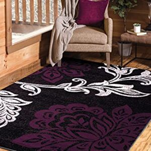 United Weavers Dallas Trousseau Accent Rug - Plum, 2x3, Contemporary Indoor Polypropylene Rug with Floral Pattern, Jute Backing