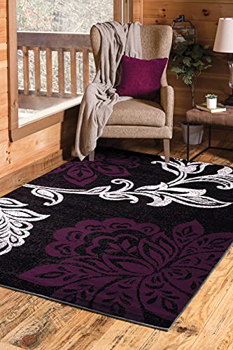 United Weavers Dallas Trousseau Accent Rug - Plum, 2x3, Contemporary Indoor Polypropylene Rug with Floral Pattern, Jute Backing