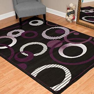 United Weavers Dallas Hip Hop Runner Rug – Plum, 2x8 Runner, Modern Indoor Area Rug with Jute Backing, Circular Geometric Design