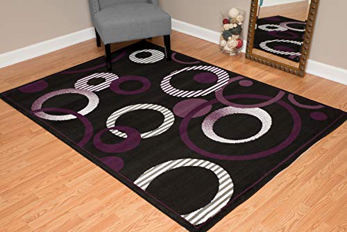 United Weavers Dallas Hip Hop Runner Rug – Plum, 2x8 Runner, Modern Indoor Area Rug with Jute Backing, Circular Geometric Design