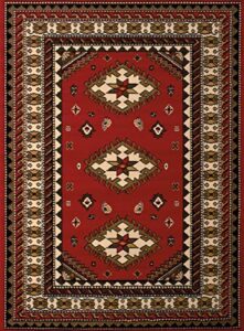 united weavers dallas tres runner rug - red, 5x8, southwestern indoor area rug with bordered pattern, jute backing